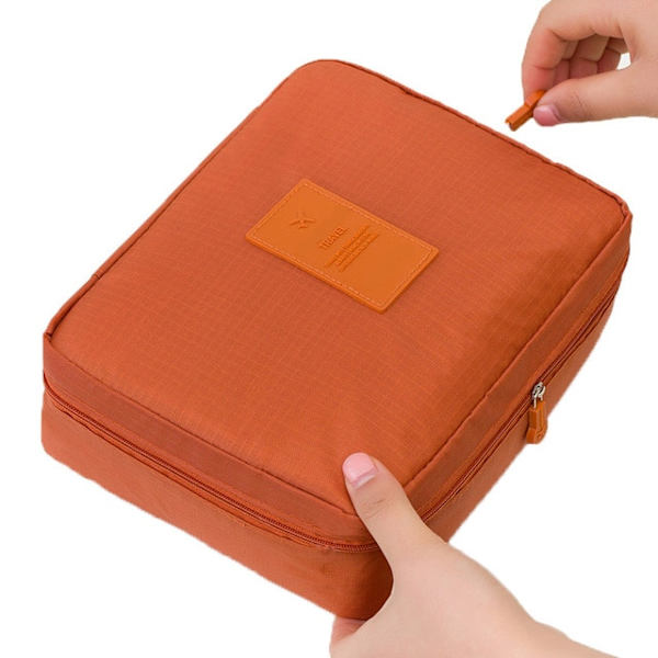 Outdoor Girl Makeup Bag Dam Kosmetikväska Dam Toalettartiklar Organizer Vattentät Kvinnlig Förvaring Sminkfodral. orange
