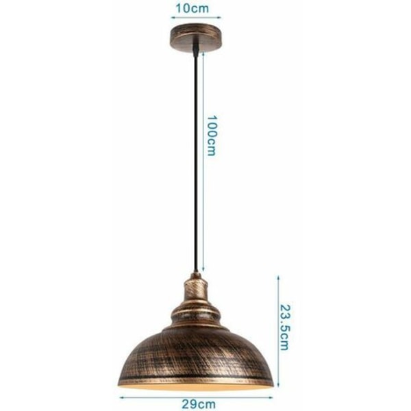 Sæt med 2 Pendel, vintage retrostil 29 cm, loftslampeskærm Metal Justerbar ledning til spisestue stue R