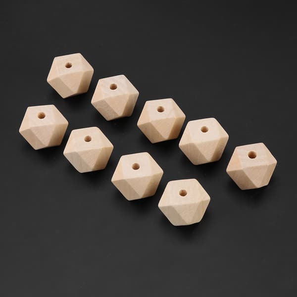 20 mm træperler, ubehandlede, 50 stk., gør-det-selv, geometriske polyeder-tilbehør