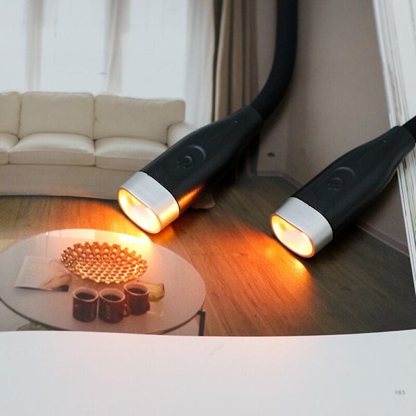 Nakkeleselampe, Leselampe Oppladbar 4 LED-er 3 farger, Øyebeskyttelse, Boklampe med ekstra lang fleksibel sammenleggbar