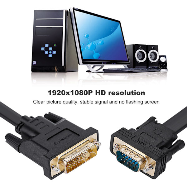 CableDeconn 1080P DVI 24+1 Han till VGA Han Adapter och Konverteringskabel