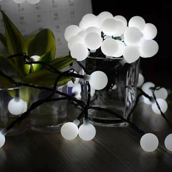 50LED 7M Solar String Lights Utendørs, Hvit, 8 Modus Dimbare Dekorasjonslys for Hagesoverom Jul