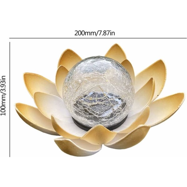 Solcelledrevet lotusblomst hagelys utendørs vakker lyseffekt med knust glass (1 stk)，