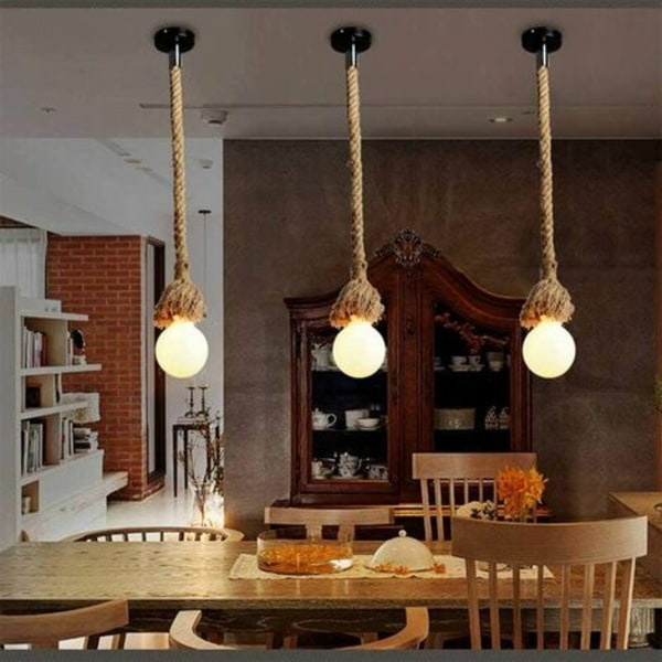E27 Socket Retro ljuskrona Pendellampor Justerbar 1M Retro hamparep taklampa för barrep Cafe trappa restaurang