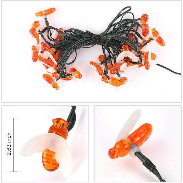 Juldekoration 20 LED 5M Simulering Honungsbin Power String Lamp Utomhus Innergård Honey Bee String Lights W