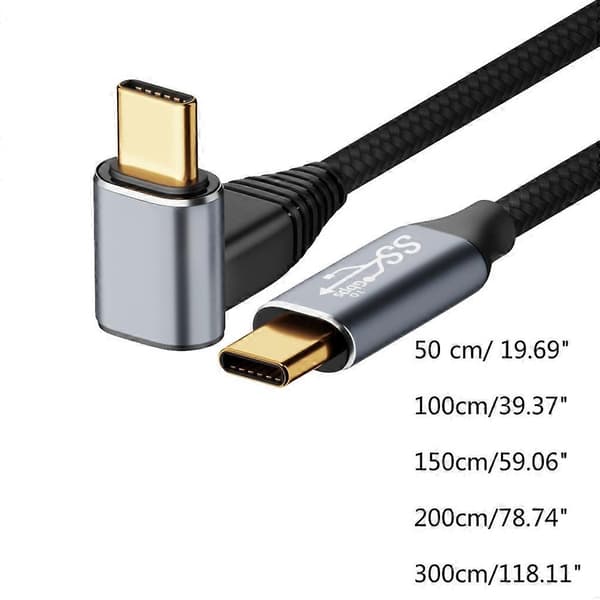 100W retvinklet USB C til USB C-kabel, 0,5M-3M USB C til C Type-C hurtigopladning 1m