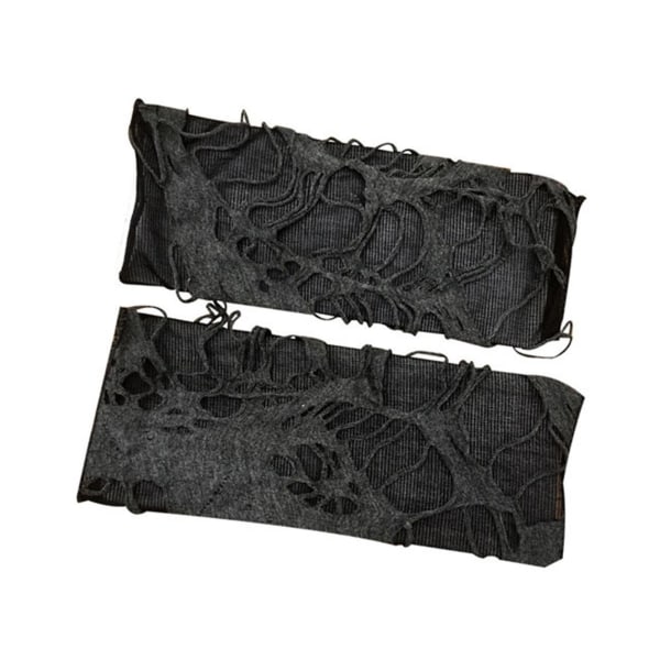 Farfi 1 par Halloween handskar Rippade hål Fingerless Black Half Finger Punk Style Handskar Cosplay Tillbehör Black