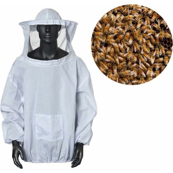 En komplett set vita anti-bi kläder som andas bi specialkläder anti-bi hatt biodlingsverktyg