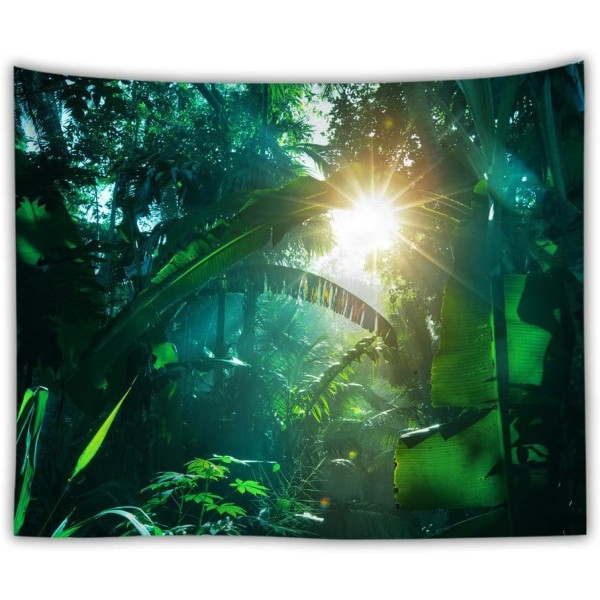 Retro Sunshine Forest Fantasy Forest Stjerneteppet bakgrunnsvegg (150x130 cm)
