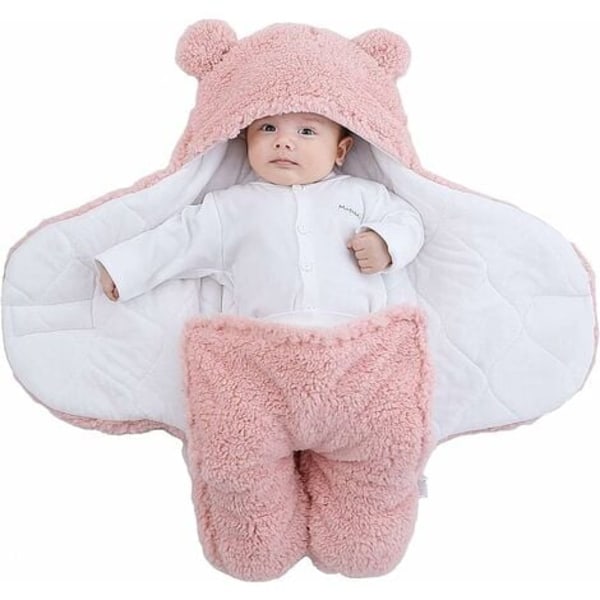 Unisex babysvøtteteppe, buksepose for barnepass, sovepose med hette Nyfødt-Rosa-S(0-3 måneder)