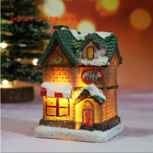 Luminous And Anime Christmas Village, Led Miniature Christmas Village House, Christmas Village Decoration, Colored Resin