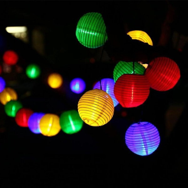 5m 20 lampor (åtta lägen) Färg LED Solar Lantern String Lights Mönster String Lights for Home Garden