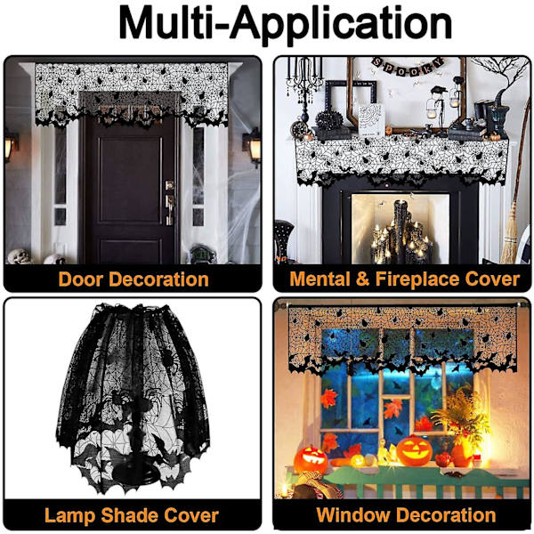 (3) Halloween-dekor 20 X 60 tommer Spider Web lampeskjerm