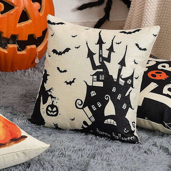 4 stk Halloween gresskar putetrekk for sovesofa bil