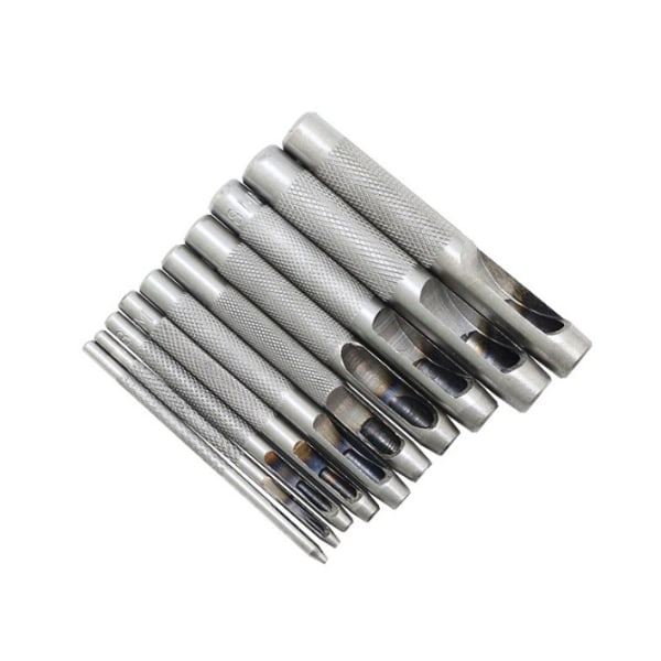 Set med 9 bältesstansar Runda stansar Läderstans Bälte Punch Hollow Punch Hollow Punch (1~6mm)
