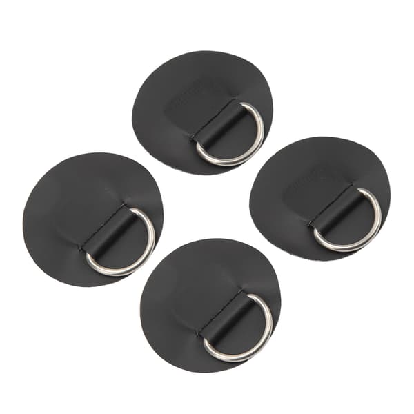 4 stk. D-ring Patch PVC Rustfrit stål Surfbræt Enkeltlags Rund Form D-ring Pad til Oppustelig Båd Kajak Kano Sort