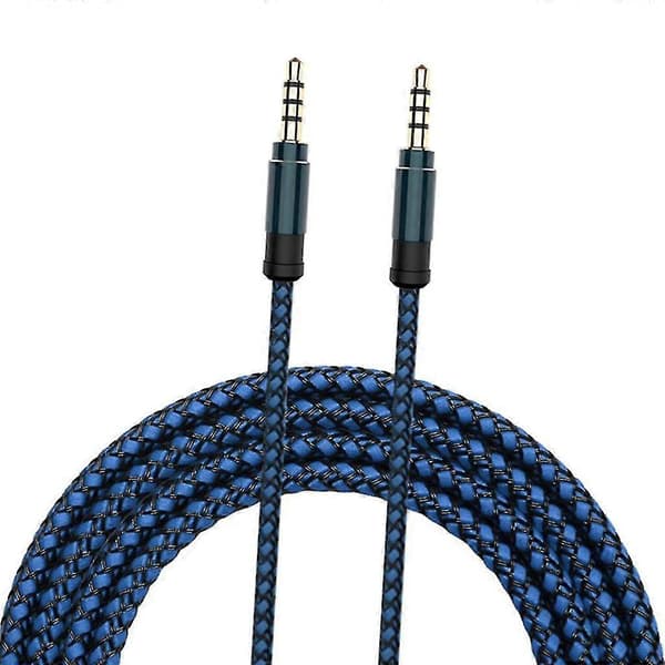 3,5 mm lydkabel han til han 1,5 m blåt nylonflettet Aux-kabel til bilstereo