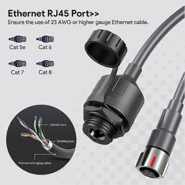For Starlink Gen 3 Ethernet-adapter, kabelforlengelse til RJ45-kobling vanntett for parabol Gray