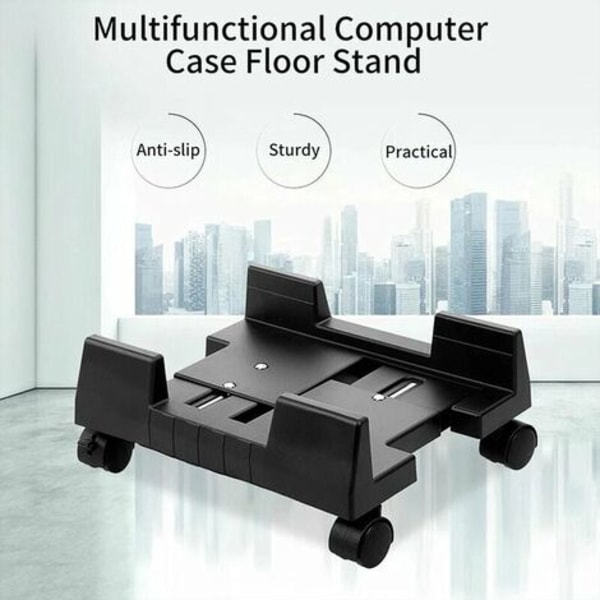 Mobil stationær computerstativ Rullende hjul Justerbar bredde Pc Tower Stander (Sort), Sort