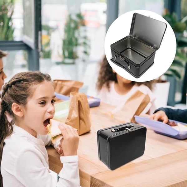 Blikkmatboks oppbevaringsboks rektangulær 8,5x6,5x3,5 tommer metall multifunksjonell—ht