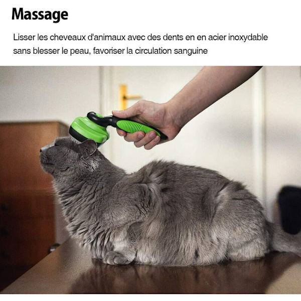 Selvrensende børste velegnet til langhårede katte og hunde, kæledyrs indre hårbørste, effektiv fjernelse af dødt hår c