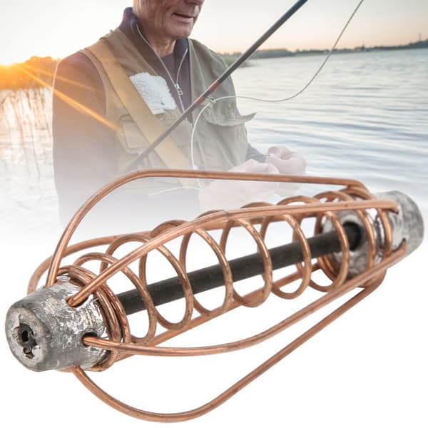 Bærbar metalfiskemadsfoder tilbehør med kobberfarve 25g 6 stk.