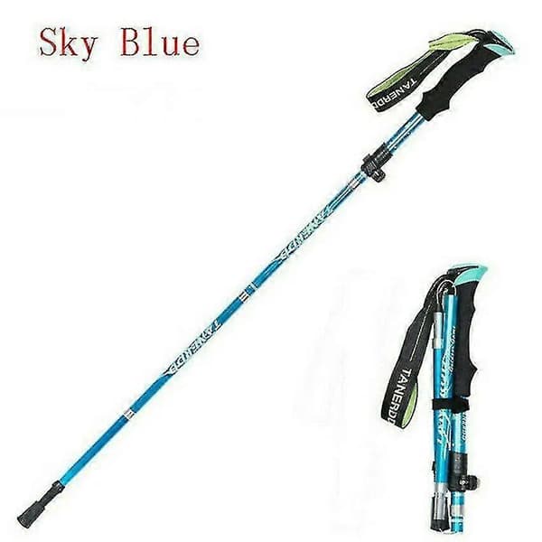 5-seksjons sammenleggbare turstaver, spaserstokk, turstaver med antishock sky blue 95-110cm