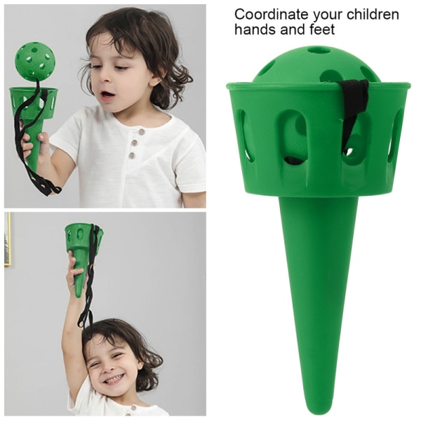 Barneleker, kaste og fange baller for å utøve sensorisk integrering, hånd-øye-koordinasjonsutstyr (grønt)