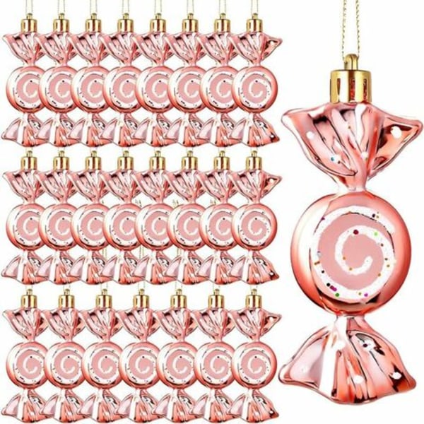 24 st Julgodisprydnader Candy Cane Julgran Plasthängande prydnader Pepparmyntsgodis Swirl Dekorationer