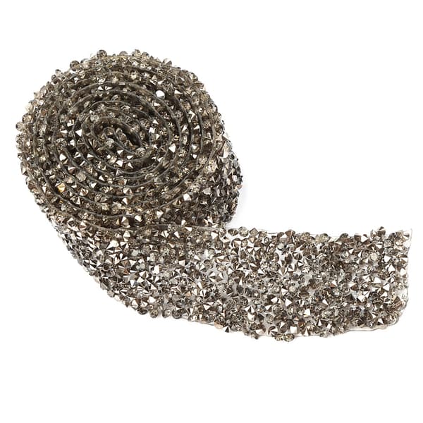 Grå Glitrende Krystall Rhinestone Bånd Dekorasjon 1 Yard 30mm