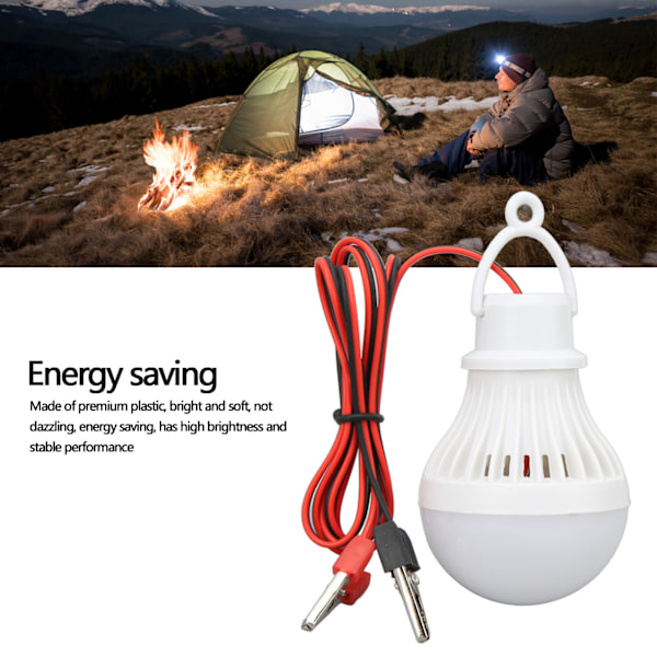 12V 5W LED Campinglykta med Krok - Utomhus Nödljus i Plast för Vandring och Fiske