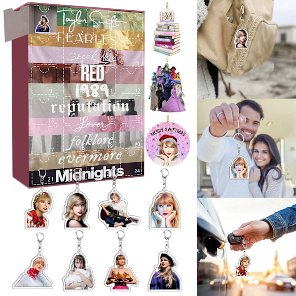 Taylor Julekalender Blind Box, 24 Julepynt Nøkkelring Gaveboks GJ185-001