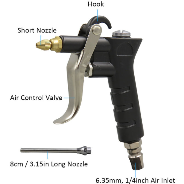 Pneumatisk blåsestøvpistol Luftblåsepistol støvfjerningsverktøy