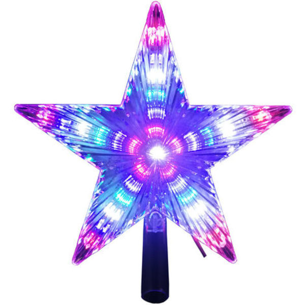 Juletre Topper Star Flerfarget blinkende LED Treetops Xmas Ornament Innendørs Party Home Decoration 8,7 tommer