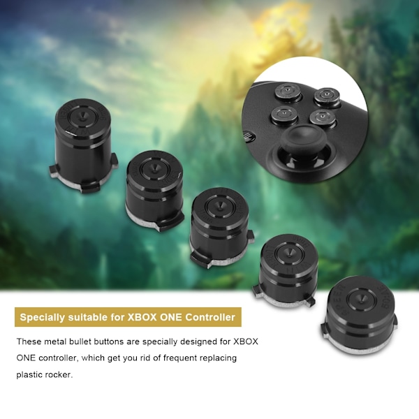 Aluminium 9mm Kugleknapper A B X Y til Xbox One Controller - Sort