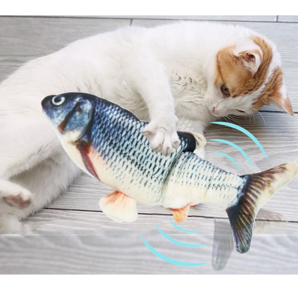 Morsom elektrisk fisk katt fisk usb-lading kjæledyr leketøy sving hale fisk hoppende fisk plysj katt leke simulering fisk (3 crucian),