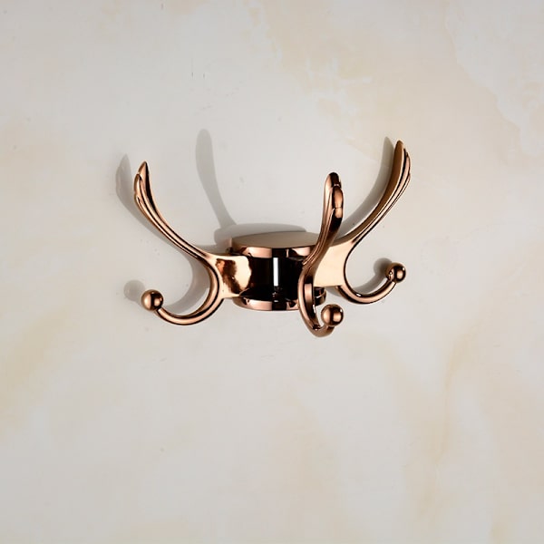 Pyörivä kylpyhuonekoukku sisätilojen pyyheteline Pyörivä saumaton koukku viittakoukku (Rose Gold-3 koukkua)