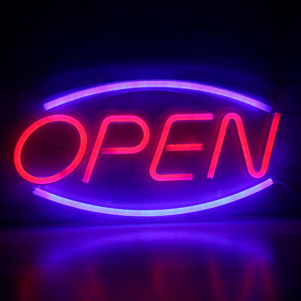 LED neonlys, hele spekteret av ryggplater i akryl, nattlys for romdekorasjon (bakplate-OPEN-to-farge),