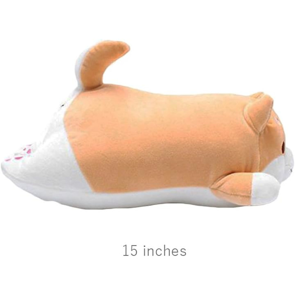 1 bit förtjusande Corgi Akita Doll Doll Toy, Hundplyschkudde, present Alla hjärtans dag present, jul, soffstol, brunt runt öga, 15 tum