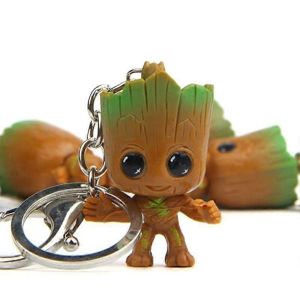 4 stk/sæt Tree Man Groot Figur Legetøj Søde Kreative Superhelt Groot Nøgleringe Brun Brown 1 set