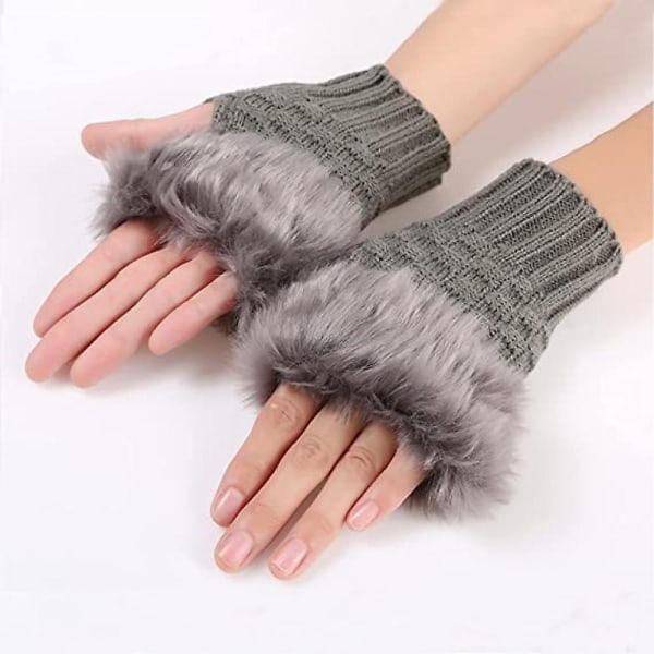 Vinterhandskar, halvfingerhandskar Stretchstickade fingerlösa typhandskar, enkelt mjuka och bekväma.