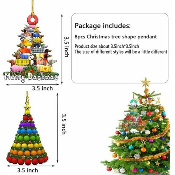 Pakk juletre hengende ornamenter, lite elegant fargerikt anheng for juletre, vegg, vindu, dør, hage, hjem,