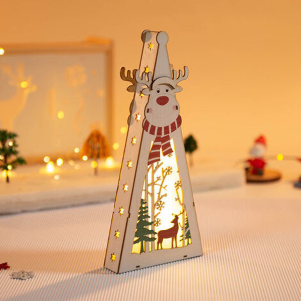Juletræspynt - Mini Glødende Julehus vedhæng | Julepynt med elgesnemønster