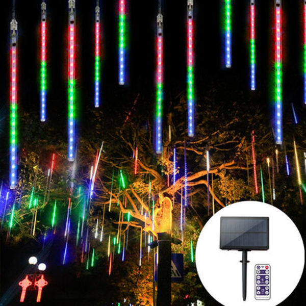 Päivitetyt keijuvalot, 8 putkea Meteor-suihkuvalot Vedenpitävä LED hääpuutarhaan joulujuhliin