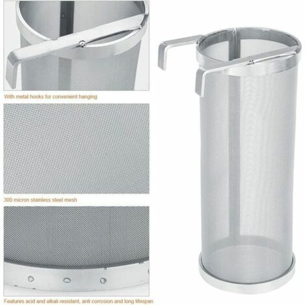 Ølfilterfilter, 300 mikron rustfrit stål hjemmelavet filter, 10*4 tommer, 1 stk.