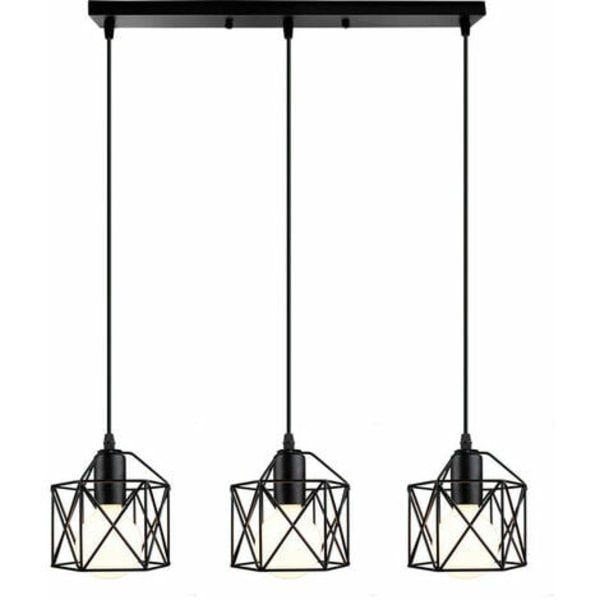 Lysekrone anheng Lampe Metallbur Moderne Taklampe E27 for soverom Stue Korridor Svart - rektangulær base - B