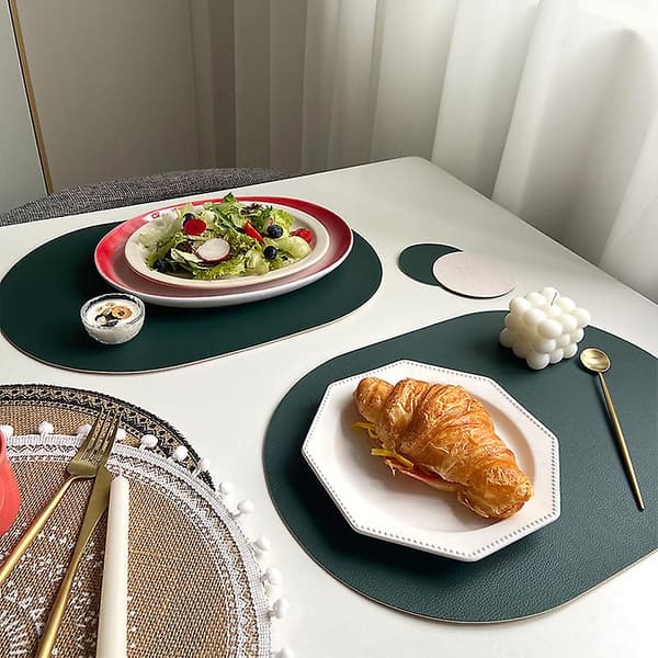 4-pack 43,5*30cm Blå Ovala Bordstabletter i Konstläder[ht]