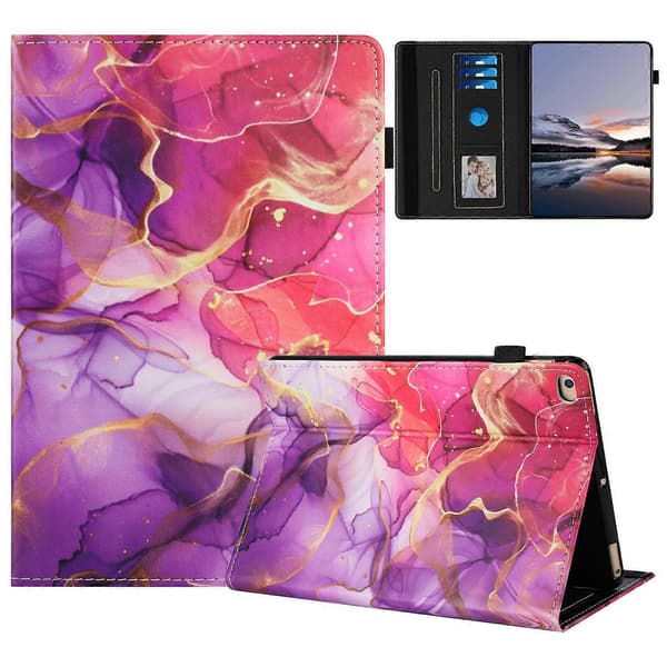 För iPad 10.2 (2021) Surfplattefodral Multicolor Pink Gold Marble