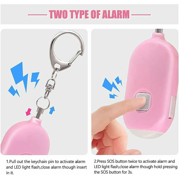 Musta/vaaleanpunainen/valkoinen, 3kpl ulkokäyttöön tarkoitettu LED-taskulamppu USB :llä ja sireenisireenillä ulkoiluun