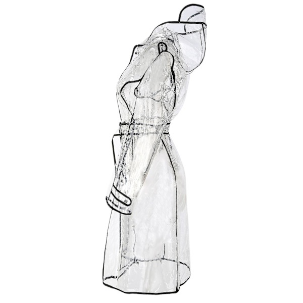 Svart bälte Transparent Regnrock Windbreaker Cape Xl